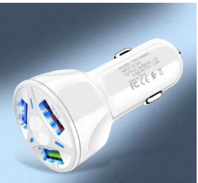 3-Port USB Car Charger – Quick Charge 3.0 - White