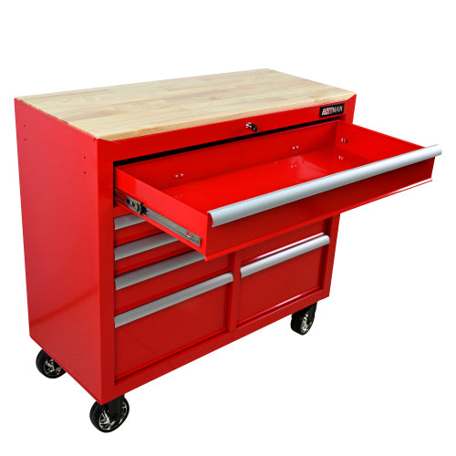 9 DRAWERS MULTIFUNCTIONAL TOOL CART WITH WHEELS AND WOODEN TOP - image 10
