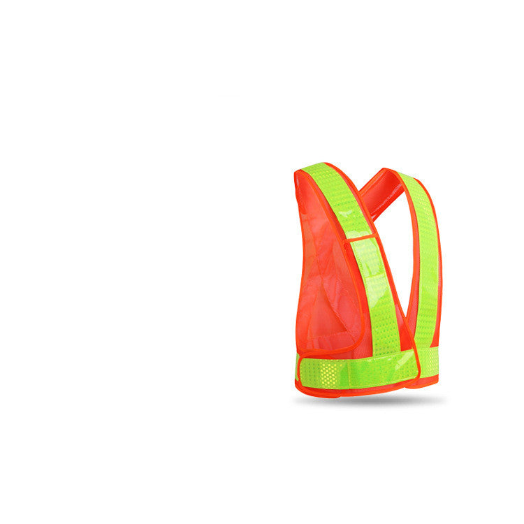 Fluorescent reflective safety vest – side view of orange mesh reflective vest