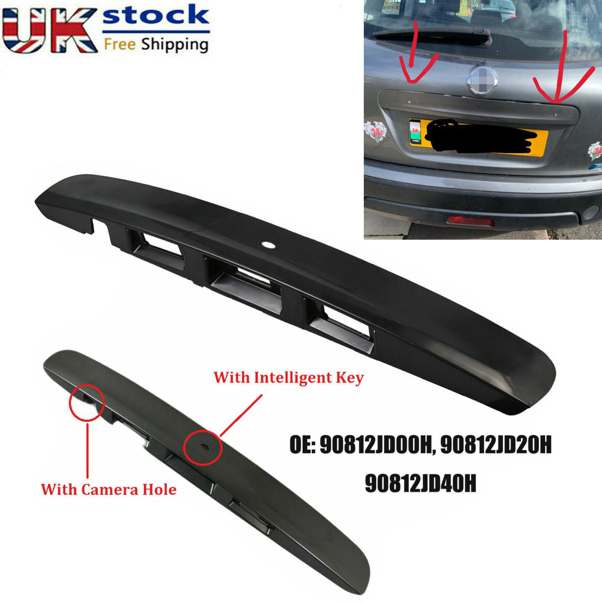 For Qashqai 2007- 2013 Camera Tailgate Handle Boot Handle OEM 90812JD20H - image 9