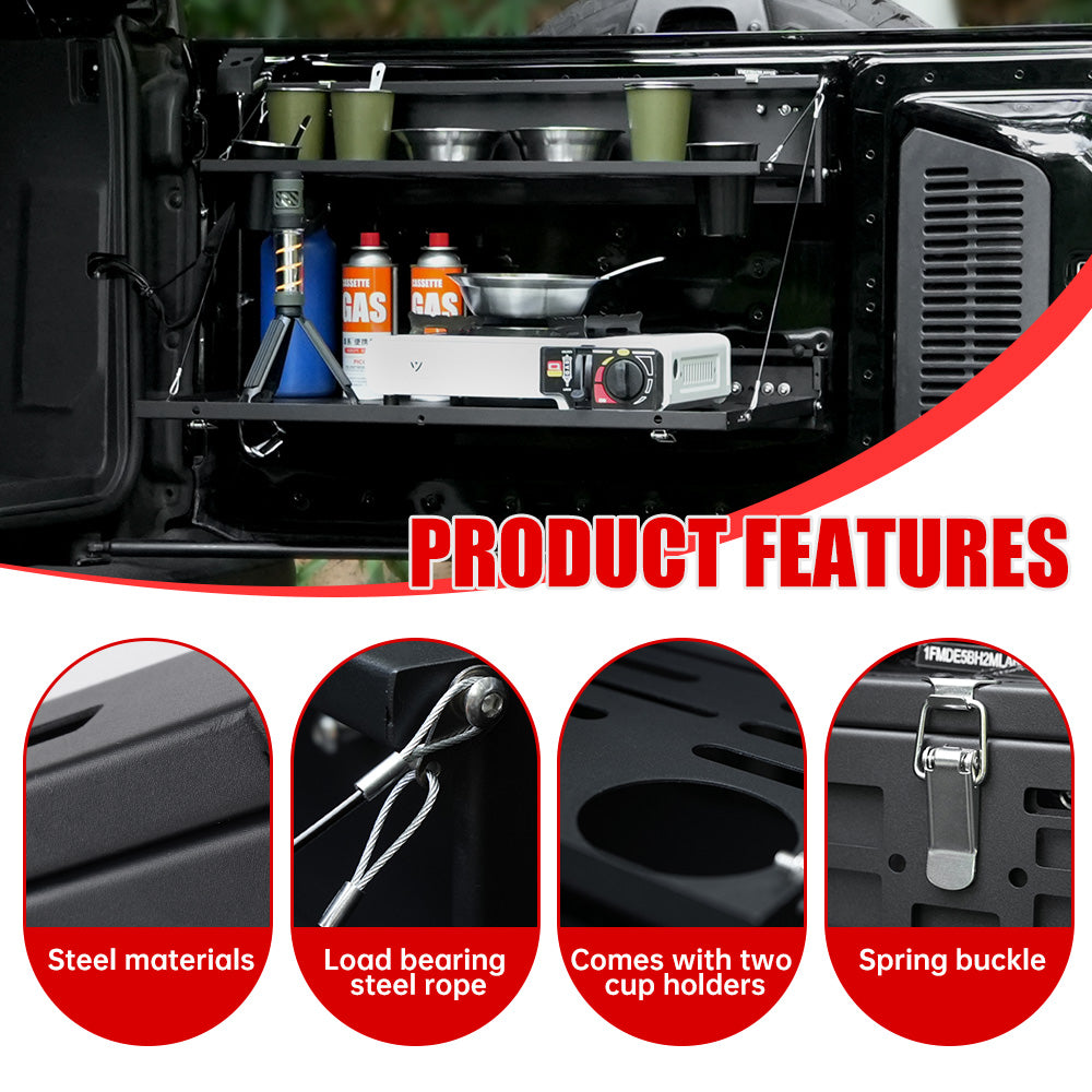 Tailgate Table For Ford Bronco 2021-2024 2-Tier Rear Storage Cargo Shelf - image 9