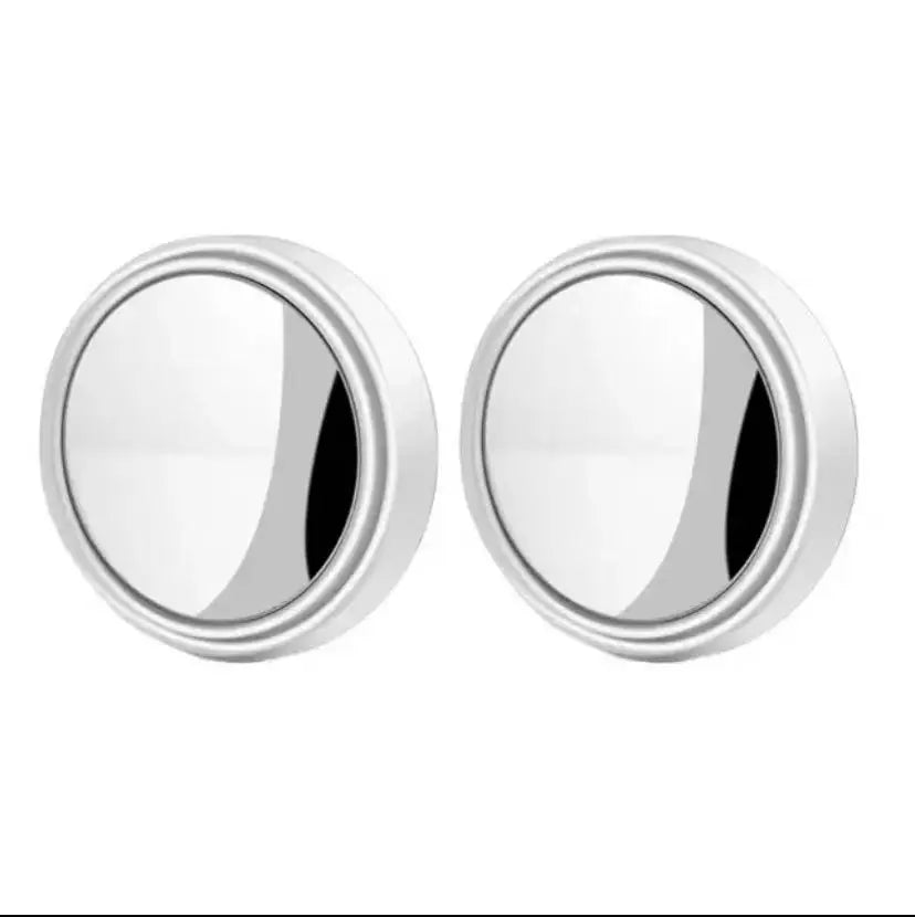 Adjustable blind spot mirrors, pair – pair of silver-rimmed round mirrors on white background
