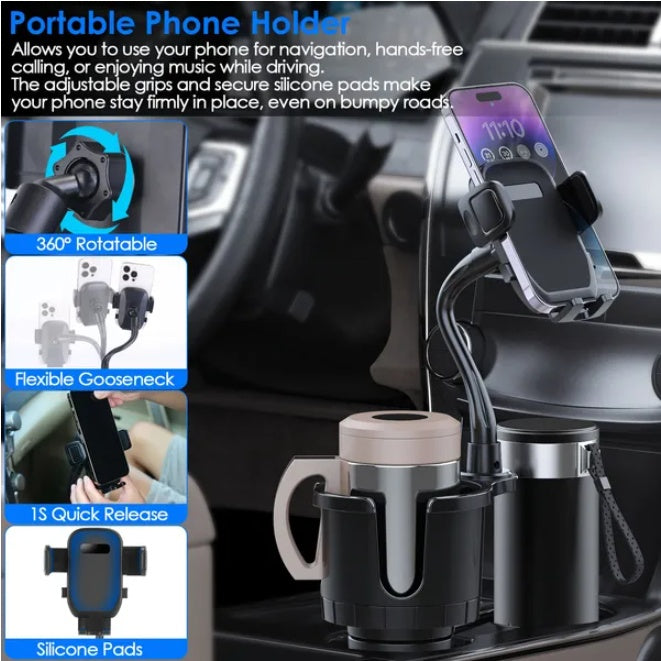 2 In 1 Car Cup Mobile Phone Holder Car Beverage Holder - image 4