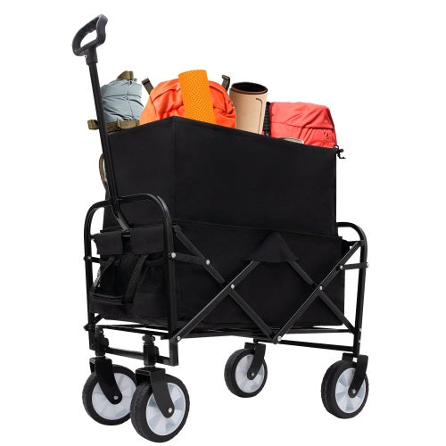 Minimeetall Extention ExCollapsible Foldable Wagon Cart Beach Wagon Heavy Duty Utility Cart Utility Wagon Grocery Cart For For Camping Shopping Sports Gardeing Fishing Supports 225lbs - Black