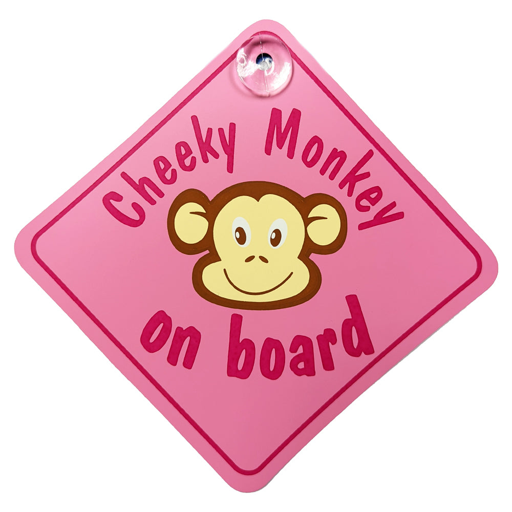 Cheeky Monkey Pink Diamond Sign - Suction Cup
