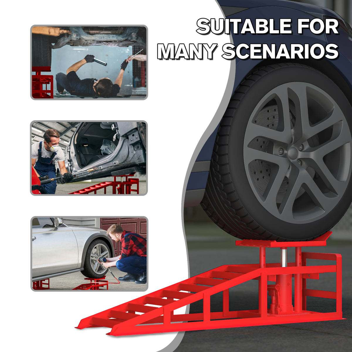 2 Pack Hydraulic Car Ramps 5T 11000lbs Low Profile Car Lift Service Ramps Truck Trailer Garage,Height Hydraulic Vehicle Ramps - image 5