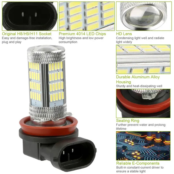 2PCS 800lm H8/H9/ H11 LED Fog DRL Light Bulb IP65 Water-Resistant 360° Beam Angle 6000K White - image 4