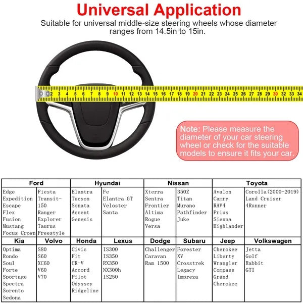 Steering Wheel Cover 14.5in-15in Diameter Universal Fiber Leather Car - image 2