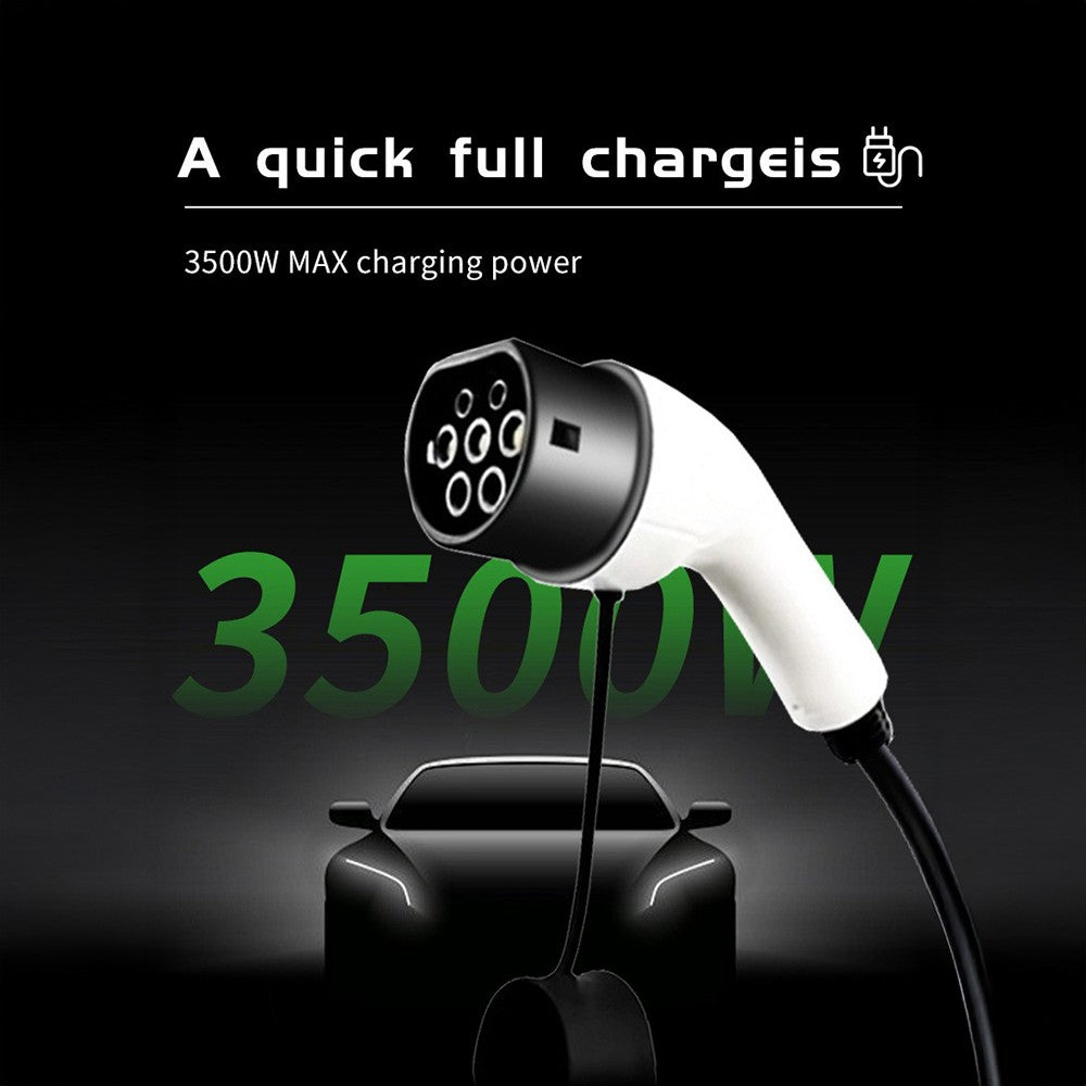 Portable 13A EV charger, UK plug to Type 2 – supplier infographic showing 3500w max charging power