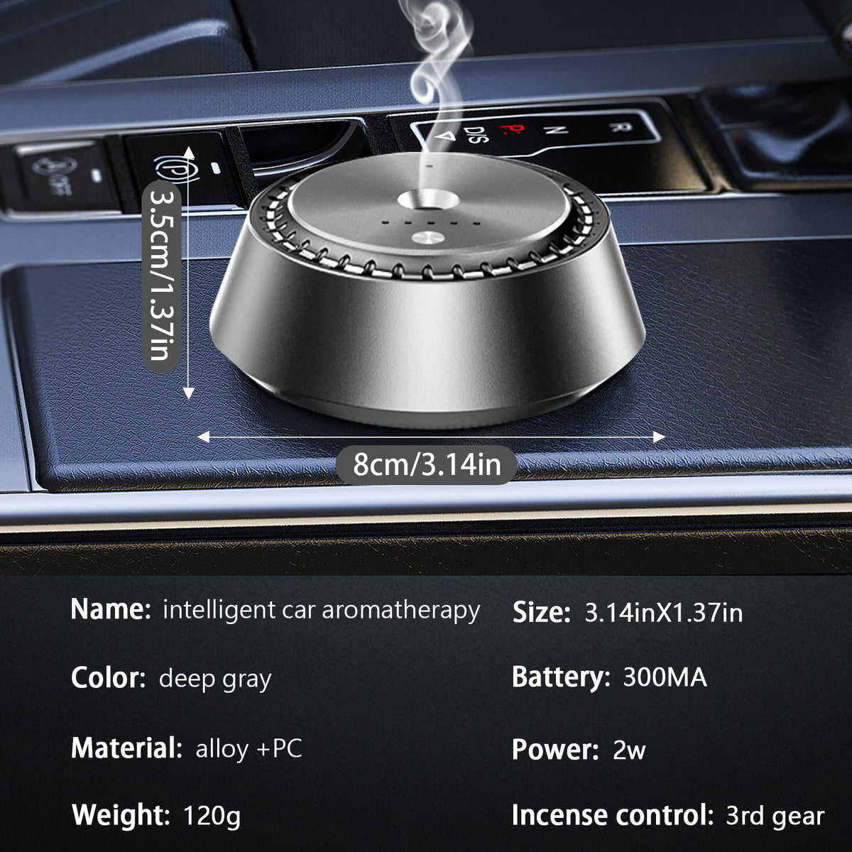Alloy PC Three Speed Control Intelligent Car Mounted Aromatherapy Ultrasonic Atomization Chip Nano Levelatomized Essential Oil Wireless Car Humidifier