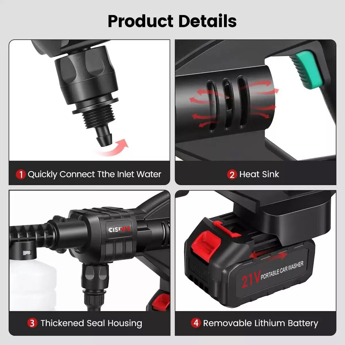 Portable Cordless Car Pressure Washer Water High Jet Wash Cleaner Gun And 2 Battery - image 6
