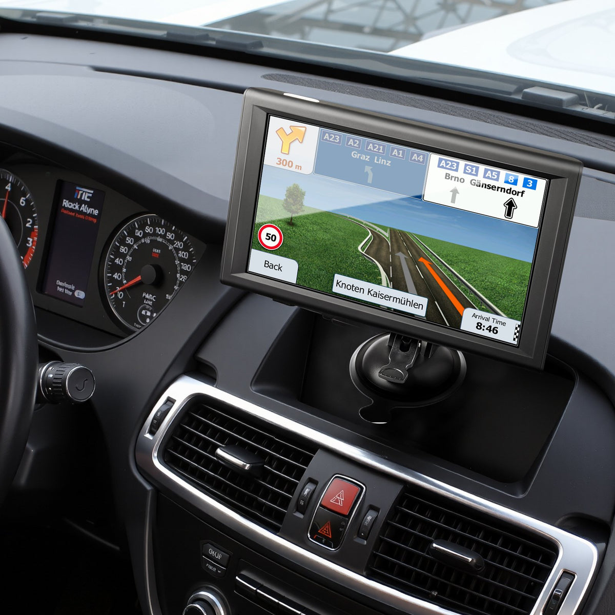 GPS Navigator For Car 9 Inch Touch Screen 16GB GPS Navigation System Dash Cam - Black