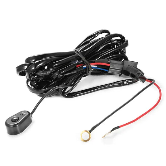 LED light bar wiring harness with relay, fuse and rocker switch