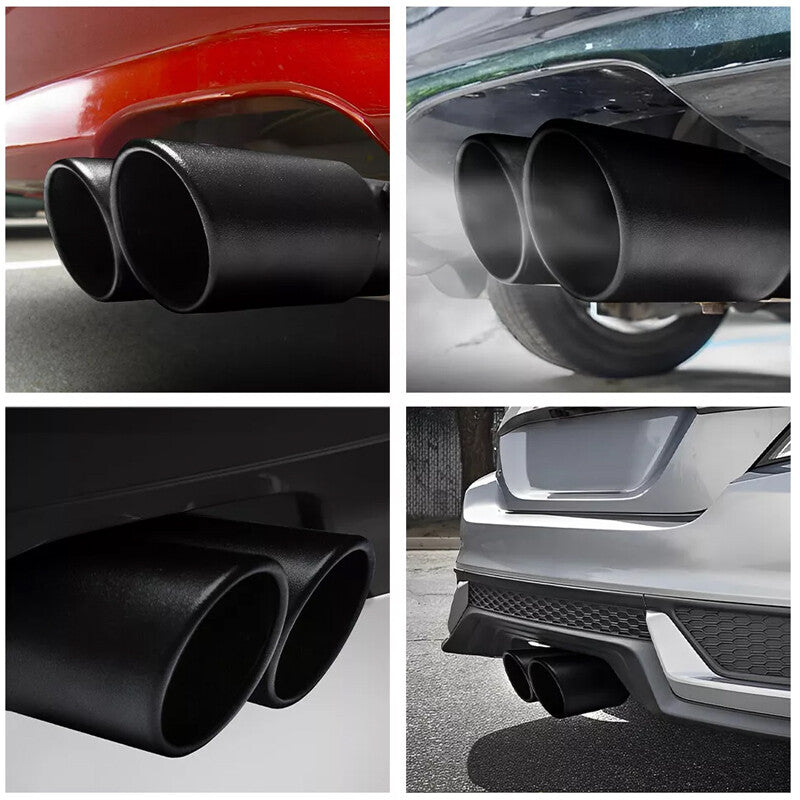 Dual Outlet Exhaust Tip – Matte Black, Bolt-On, fits 38–61mm Pipes - image 2