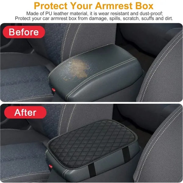 Car Armrest Pad Cover PU Leather Auto Center Console Seat Box Cover Protector Car Accessories Armrest Cushion Pad - image 4