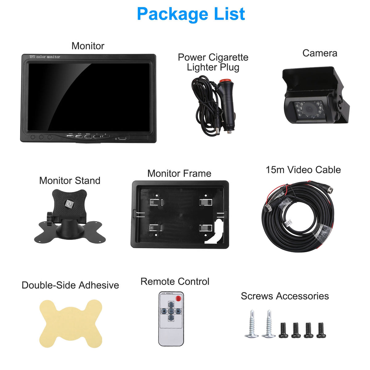 1Pc 7In Screen Backup Camera System Vehicle Rear View Monitor Kit IP67 Waterproof Car Parking Reverse System With Night Vision For Car Trunk Van SUV - image 9