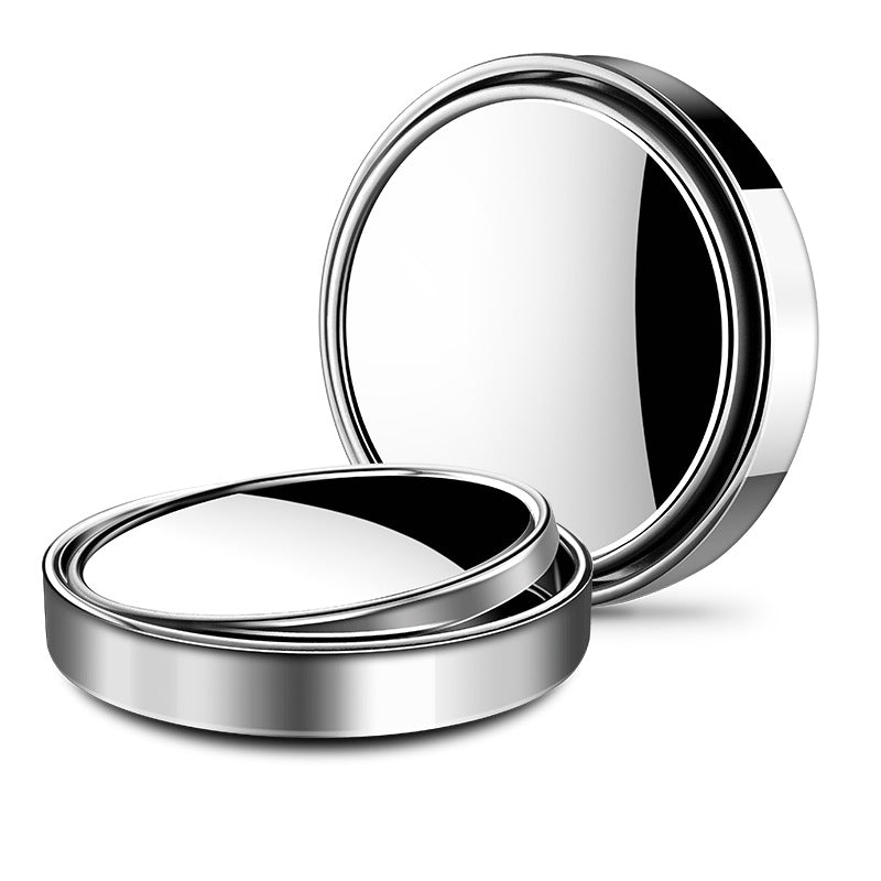 Round blind spot mirror, pack of 2, 360 degree adjustable – two mirrors stacked showing hinge design