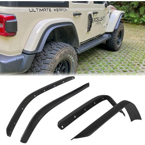 Fenders Front And Rear Fenders Compatible With 2018-2024 Jeep Wrangler JL And JLU Unlimited Rubicon, Off-Road Wheel Fender Liner Set 4 Pcs Only Fit High Clearance Fender Flares,Not For 4XE