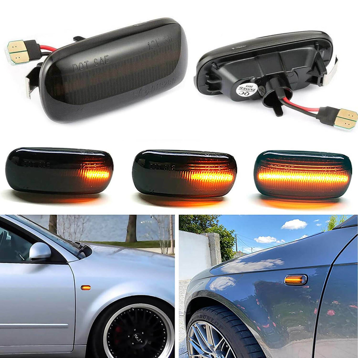 For A3 S3 8P A4 S4 RS4 B6 B7 B8 A6 S6 RS6 Sequential Led Side Marker Lights