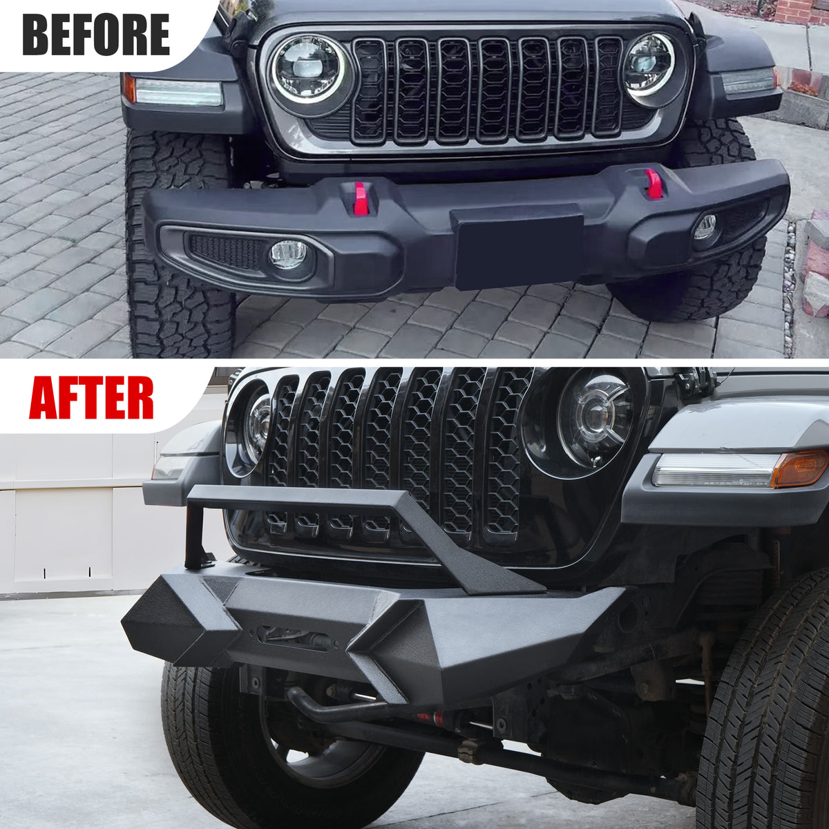 X Style Front Bumper With Winch Plate Compatible With Wrangler JK 2007-2018 Heavy Duty Black Textured Manganese Steel Construction, Perfect For On And Off-Road Used - image 3