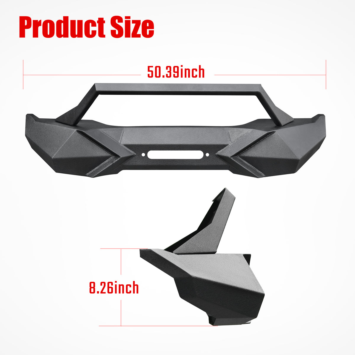 X Style Front Bumper With Winch Plate Compatible With Wrangler JK 2007-2018 Heavy Duty Black Textured Manganese Steel Construction, Perfect For On And Off-Road Used - image 7