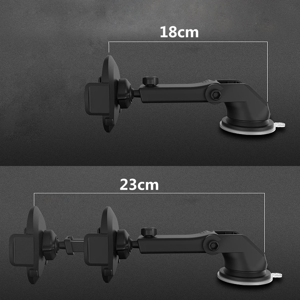 Telescopic dashboard phone holder, suction mount, view 3