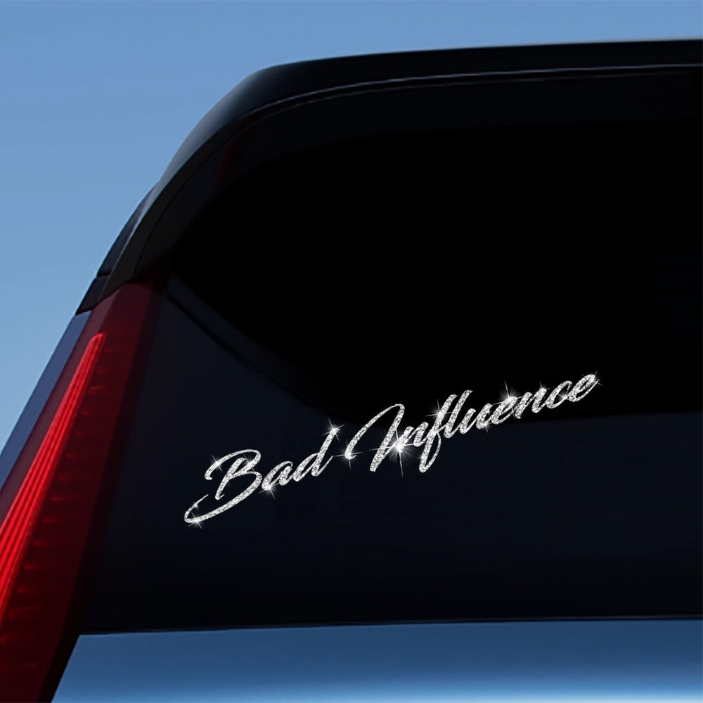 Cartoon Shiny African Woman Automobile Sticker - English silver