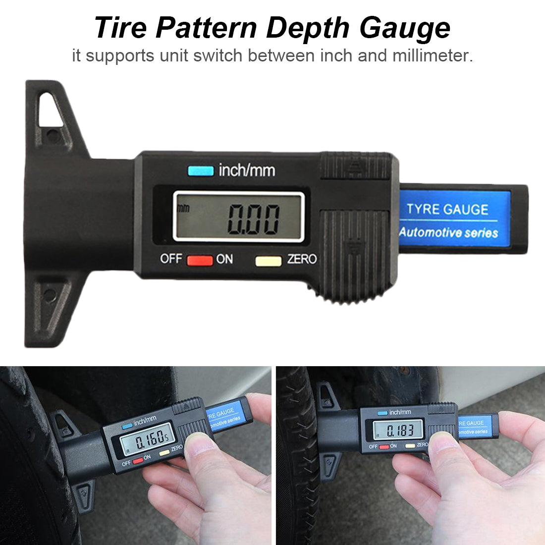 Tyre Tread Depth Gauge, 0-25mm