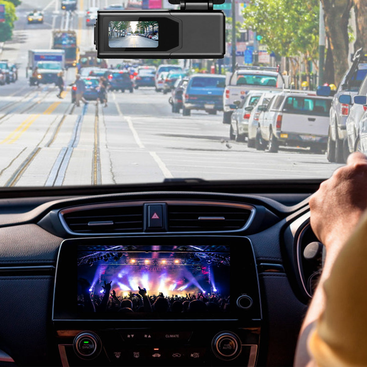 1Pc 2K HD Front Dash Cam For Car With IPS Screen Night Vision Loop Recording Included 32G Storage Card 140 Degree Wide Angle WiFi App Control Front Dashcam - image 2