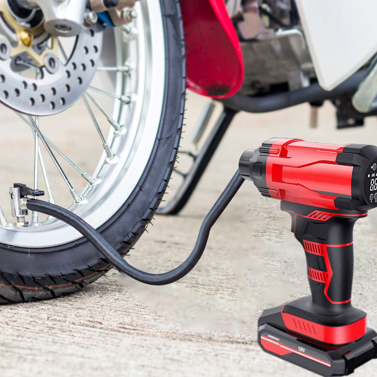 1Pc 150PSI Cordless Car Tire Inflator Rechargeable 2V Portable Electric Air Compressor With LED Light For Car Bike Motorcycle Ball - image 4