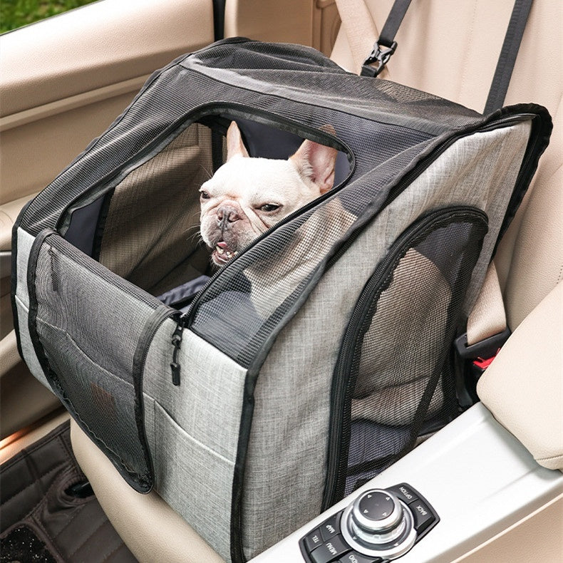 Foldable Waterproof Pet Car Cage with Seat Belt Harness - image 2