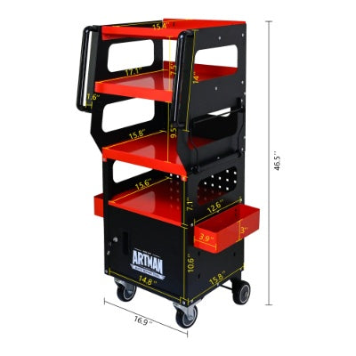 4 LEVEL MULTI PURPOSE TROLLEY FOR DIAGNOSTICS-BLACK RED - image 4