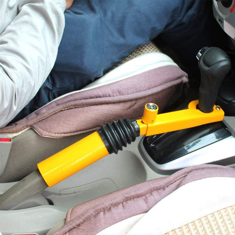 Handbrake to Gear Stick Lock – Steel Anti-Theft, High-Vis Yellow