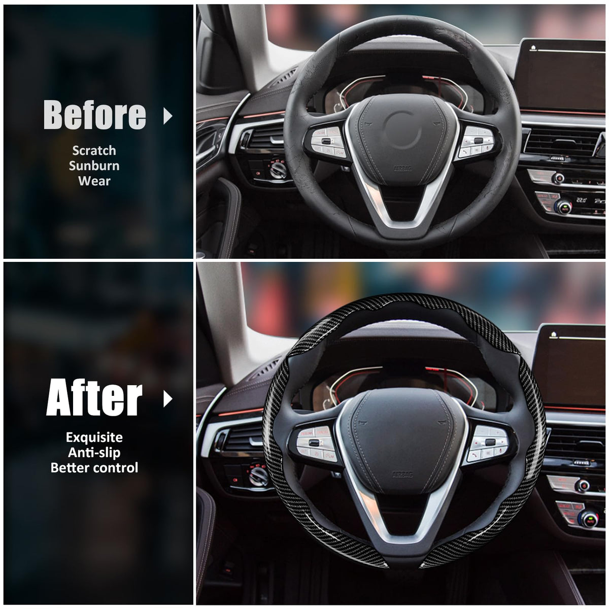 7-Car Steering Wheel Cover-Black - image 7