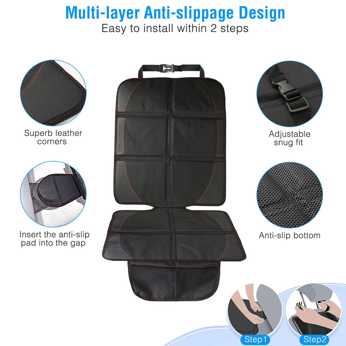 2 Packs Car Seat Protector Cushion Mat Pad With Thick Padding Protector For Child Baby Car Seat Mesh Pockets - image 5