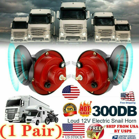 2PCS 12V 300DB Super Horn Snail Waterproof Horn For Motorcycle Truck SUV Boat