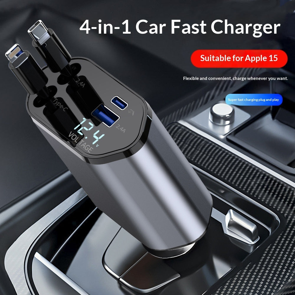 Retractable 4-in-1 Car Charger 120W – Built-in USB-C Cables - image 6