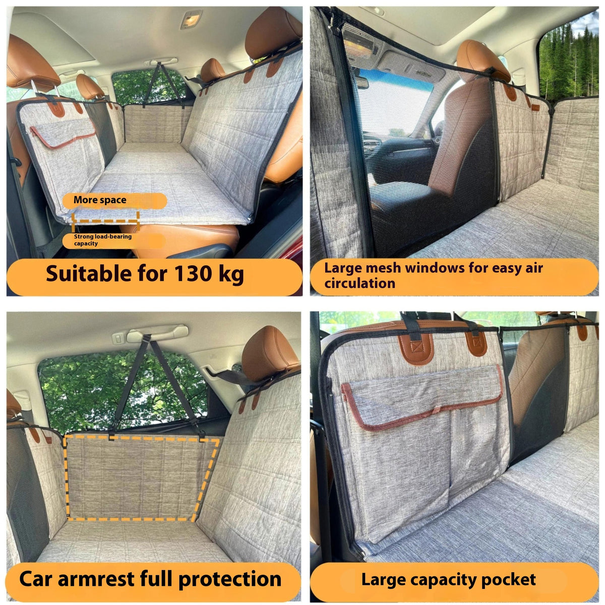 Widened Support Plate Car Dog Bed Rear Seat Pet Pad - image 7