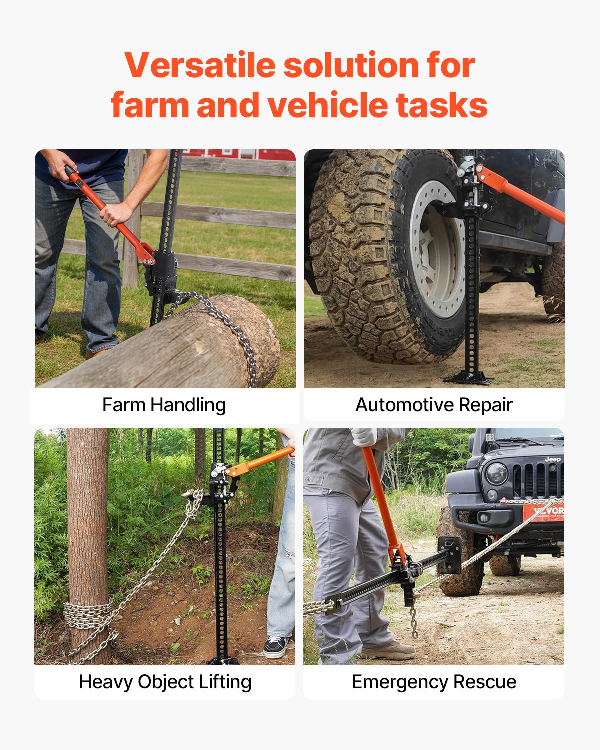 Farm Jack, 152.5 Cm Utility High Lift Farm Jack, 3.18 Ton Capacity Ratcheting Off Road Utility Jacks, Heavy-Duty Lift Jacks With 130.1-1380 Mm Lifting Range For Tractor, Truck, SUV - image 6