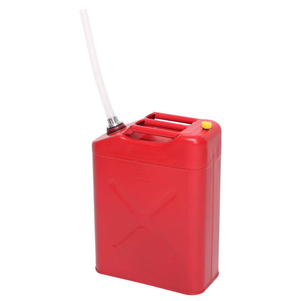 20L 0.6mm Oil Drum Red With Plastic Oil Pouring Pipe - Red