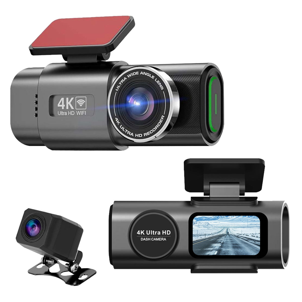 1Pc 4K 1080P Car Dash Cam 2.4GHz WiFi Car Camera Mini Driving Recorder With 140 Degree Wide Angle APP Control Night Vision G-sensor Loop Recording - Black