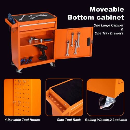 Tool Chest, 5-Drawer Rolling Tool Storage Cabinet With Detachable Top Tool Box, Liner, Universal Lockable Wheels, Adjustable Shelf, Locking Mechanism, Metal Tool Cart For Garage Workshop - image 4