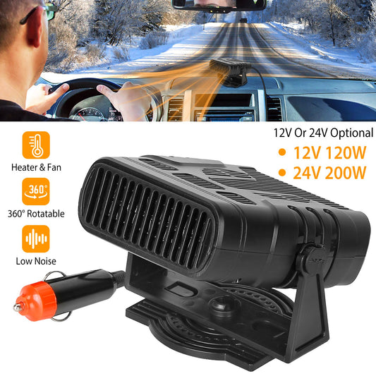 24V 200W Or 12V 120W Portable Car Heater Heating Fan 2 In 1 Defroster Demister Windshield Heater Automotive Cooling Fan