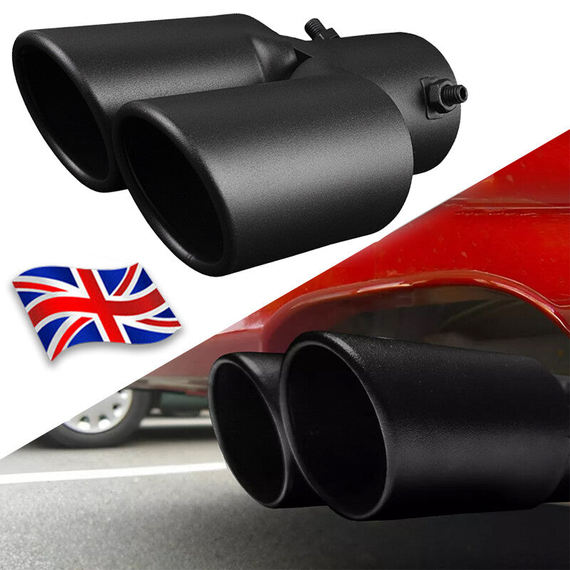 Dual Outlet Exhaust Tip – Matte Black, Bolt-On, fits 38–61mm Pipes - A