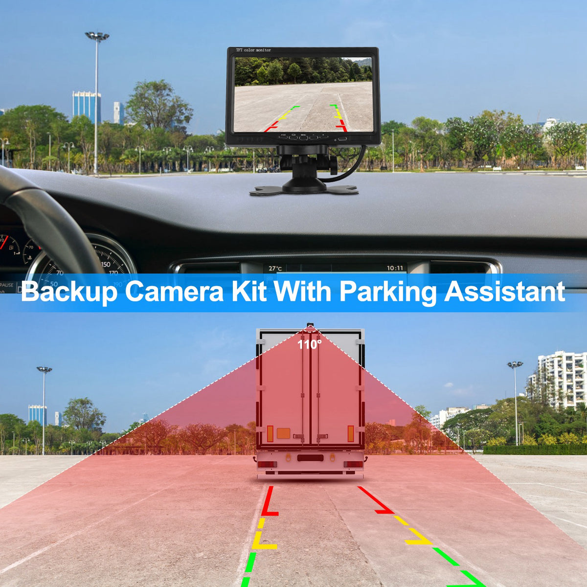 1Pc 7In Screen Backup Camera System Vehicle Rear View Monitor Kit IP67 Waterproof Car Parking Reverse System With Night Vision For Car Trunk Van SUV - image 7