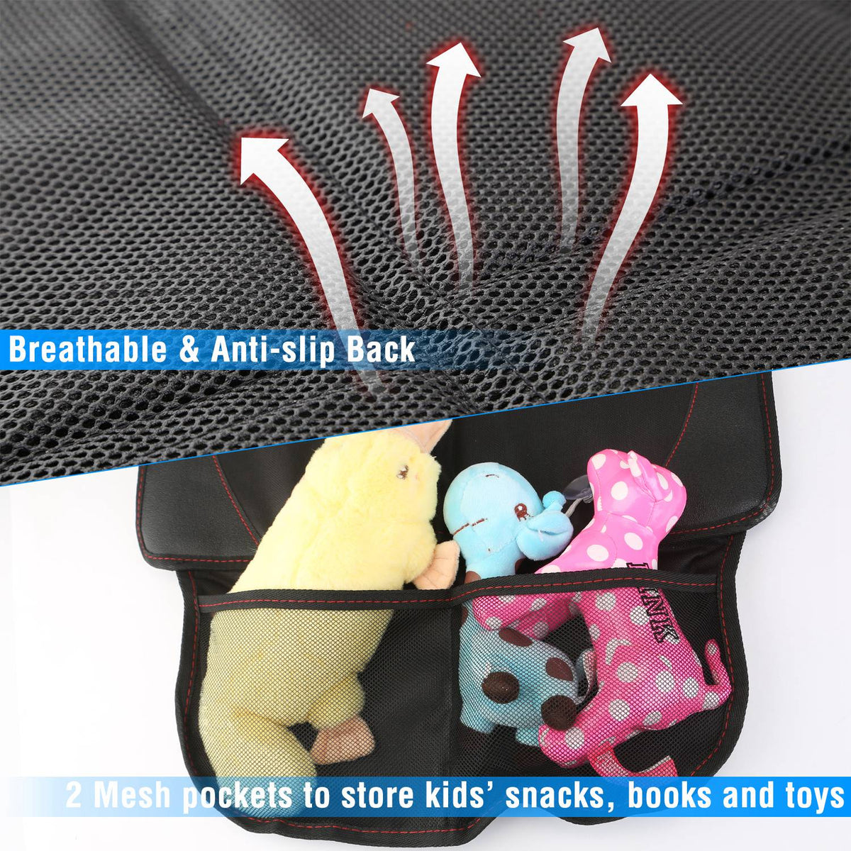 2 Packs Car Seat Protector Cushion Mat Pad With Thick Padding Protector For Child Baby Car Seat Mesh Pockets - image 3