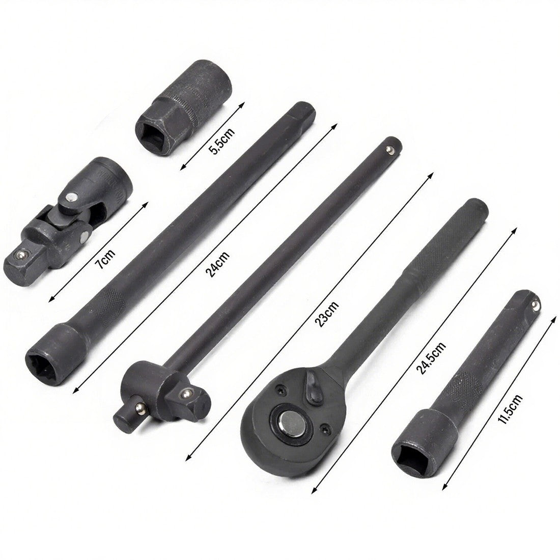 Heavy Duty 1&2 Ratchet Wrench Socket Set 8-32mm Metric Extension Bar Metal Case - image 2