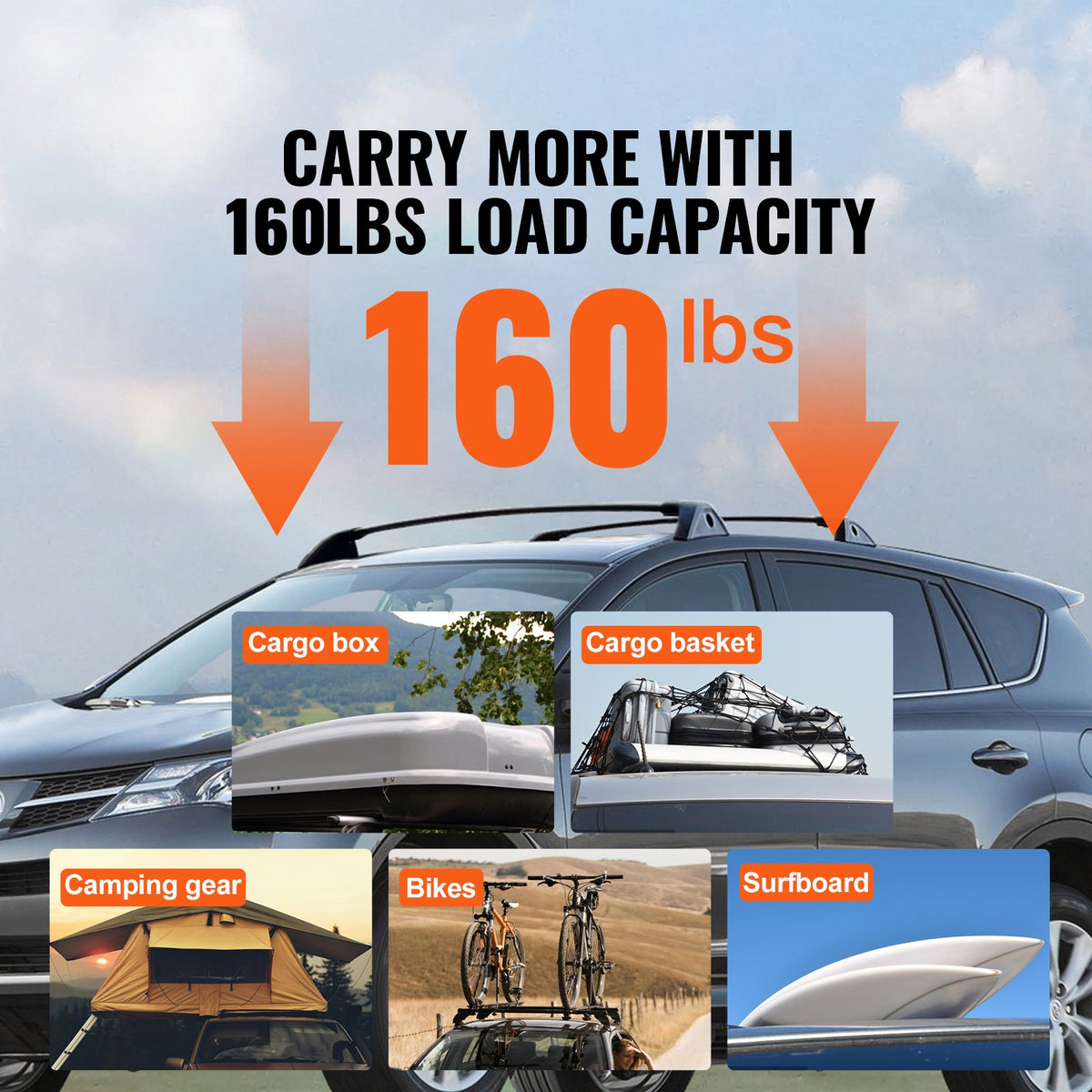 Roof Rack Cross Bars, Compatible With Toyota RAV4 2019-2023, 117.93 Kg Load Capacity, Aluminum Anti-Rust Crossbars With Locks, Rooftop Cargo Bag Luggage Carrier (Not Fit For Adventure/TRD Off-Road) - image 3