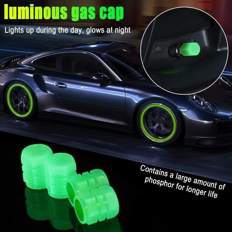 4x Fluorescent Universal Luminous Glow In Dark Car Tire Tyre Valve Caps Cover - image 5