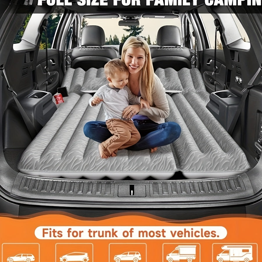 Air Mattress For SUV, Inflatable Car Air Mattress For Camping, Flocking Car Bed With Air Pump & 2 Pillows, Portable Sleeping Pad Mattress, With Phone And Cup Holder - image 3
